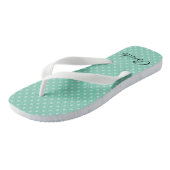 Mint Polka Punkte Muster Hochzeitsbride Flip Flops Badesandalen (Schrägansicht)