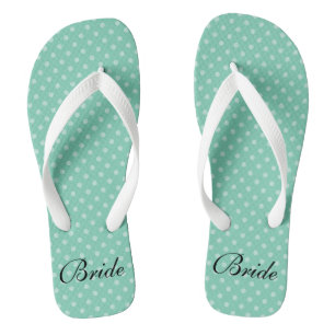 Mint Polka Punkte Muster Hochzeitsbride Flip Flops Badesandalen