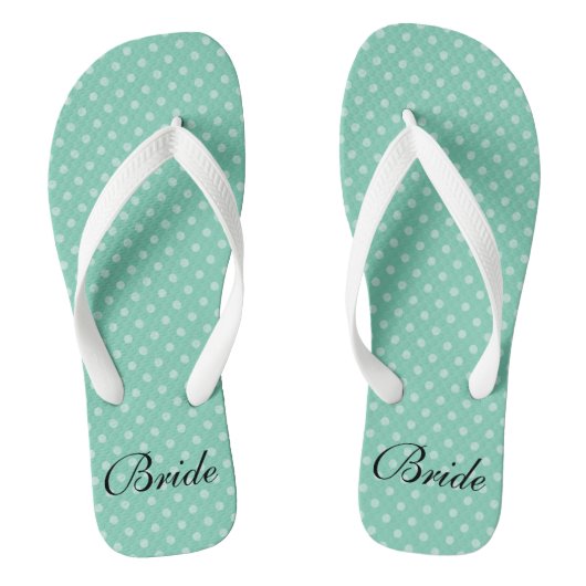 Mint Polka Punkte Muster Hochzeitsbride Flip Flops Badesandalen (Fußbett)