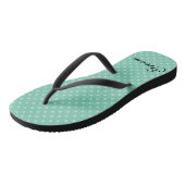 Mint Polka Punkte Muster Hochzeitsgroom Flip Flops Badesandalen (Schrägansicht)