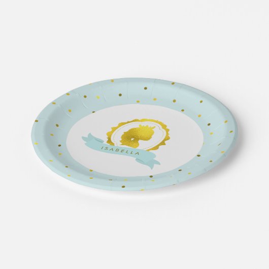 Mint Princess Cameo Birthday Pappteller (Schrägansicht)