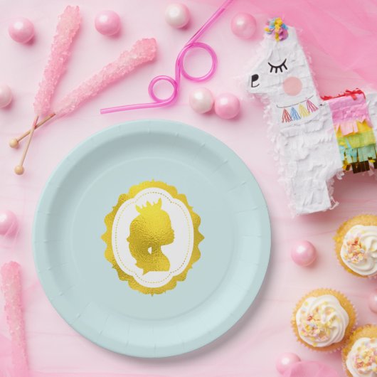 Mint Princess Cameo Birthday Pappteller (Party)