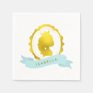 Mint Princess Cameo Birthday Serviette