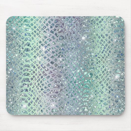 Mint Purple Glitzer Schlangenmuster Mousepad (Vorne)