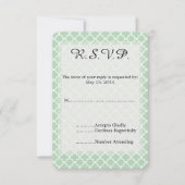 Mint Quatrefoil Wedding RSVP (Vorderseite)