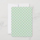 Mint Quatrefoil Wedding RSVP Karte (Rückseite)