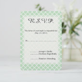 Mint Quatrefoil Wedding RSVP Karte (Stehend Vorderseite)