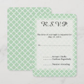 Mint Quatrefoil Wedding RSVP Karte (Vorne/Hinten)