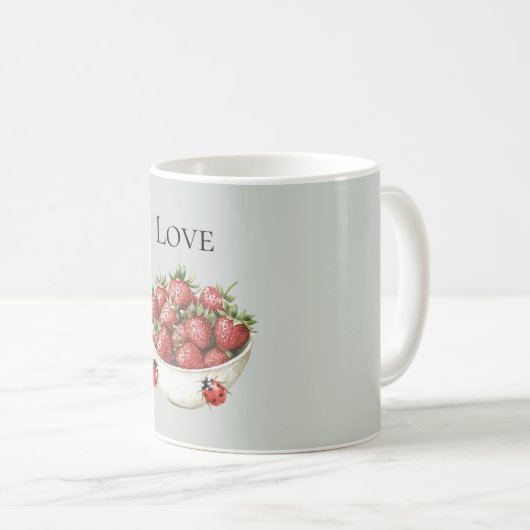Mint Red Strawberries & Ladybugs Kaffeetasse (VorderseiteRechts)