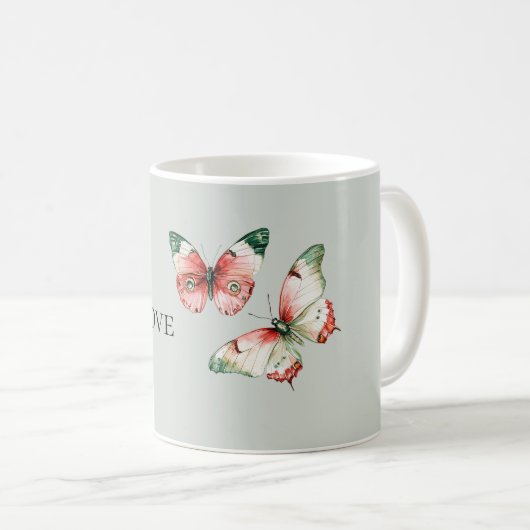 Mint Red Strawberry Butterflies Kaffeetasse (VorderseiteRechts)