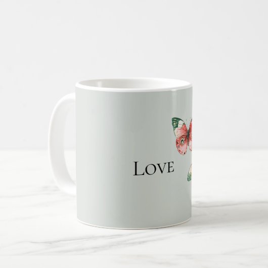 Mint Red Strawberry Butterflies Kaffeetasse (Vorderseite Links)