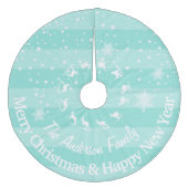Mint Reindeer Forest Weihnachten Personalisiert Fleece Weihnachtsbaumdecke (Vorderseite)