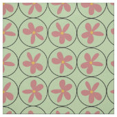 Mint Retro Floral Tile Combed Cotton Fabric Stoff (Muster)