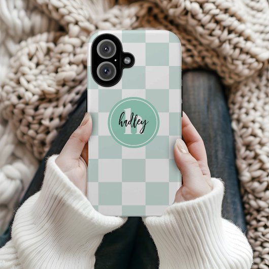 Mint Retro Karo Monogram Case-Mate iPhone Case