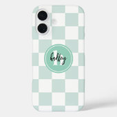 Mint Retro Karo Monogram Case-Mate iPhone Case (Rückseite)