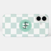 Mint Retro Karo Monogram Case-Mate iPhone Case (Rückseite (Horizontal))