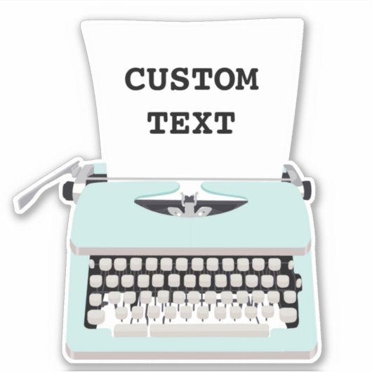 Mint Retro Schreibmaschine und benutzerdefinierter Aufkleber (Vorderseite)