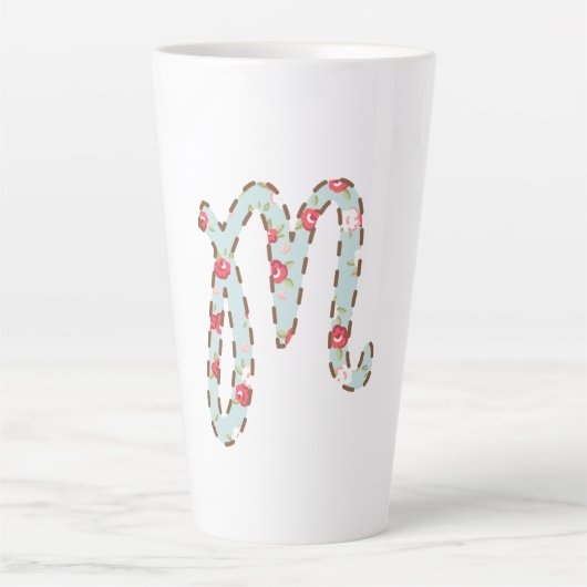 Mint Rosa Blumeninitiale M Milchtasse (Vorderseite)