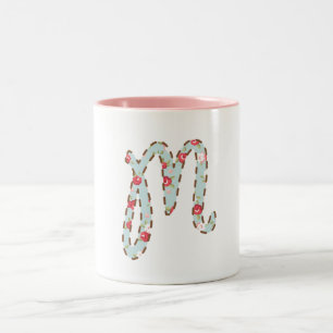 Mint Rosa Blumeninitiale M Zweifarbige Tasse