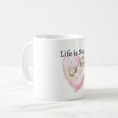 Mint Rosa Herz Das Leben ist süß Kaffeetasse (Vorderseite Links)