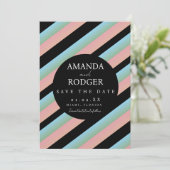 Mint Rosa Schwarz Save the Date  Einladung (Stehend Vorderseite)