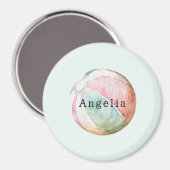 Mint Rosa Weiße Strandball Magnet (Vorderseite/Rückseite)