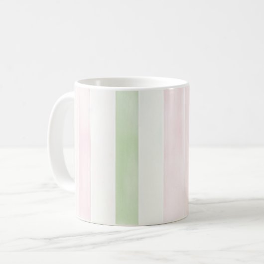 Mint Rosa Weiße Streifen Kaffeetasse (Vorderseite Links)