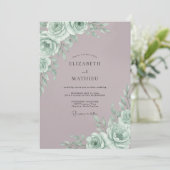 Mint Rose Botanical Romance Wedding Einladung (Stehend Vorderseite)