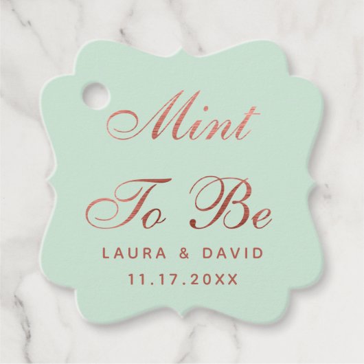 Mint Rose Gold Wedding Elegantes Script Personalis Geschenkanhänger (Vorderseite)
