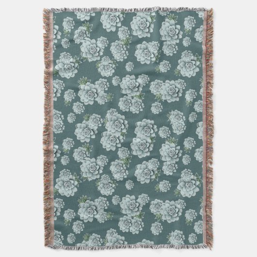 Mint Rosette Succulents Wiederholen Druck auf Pine Decke (Vorderseite Vertikal)