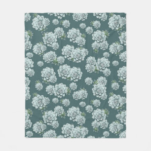 Mint Rosette Succulents Wiederholen Druck auf Pine Fleecedecke