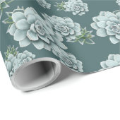 Mint Rosette Succulents Wiederholen Druck auf Pine Geschenkpapier (Rolleneckpunkt)