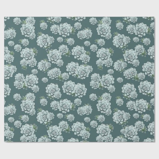 Mint Rosette Succulents Wiederholen Druck auf Pine Geschenkpapier (Flach)