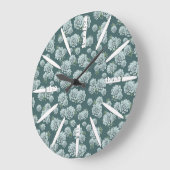 Mint Rosette Succulents Wiederholen Druck auf Pine Große Wanduhr (Winkel)