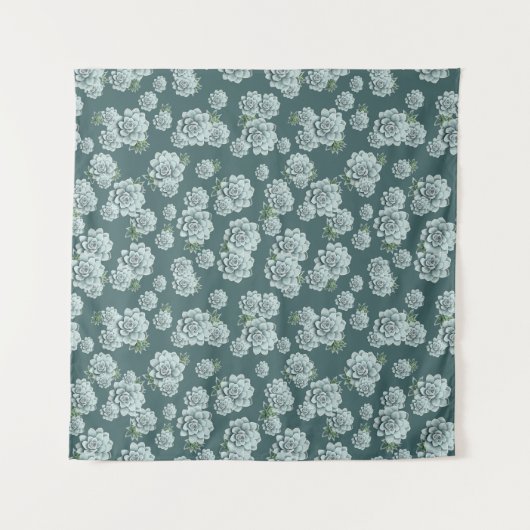 Mint Rosette Succulents Wiederholen Druck auf Pine Wandteppich (Vorderseite (Horizontal))