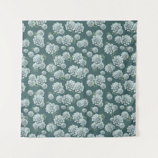 Mint Rosette Succulents Wiederholen Druck auf Pine Wandteppich (Vorderseite)