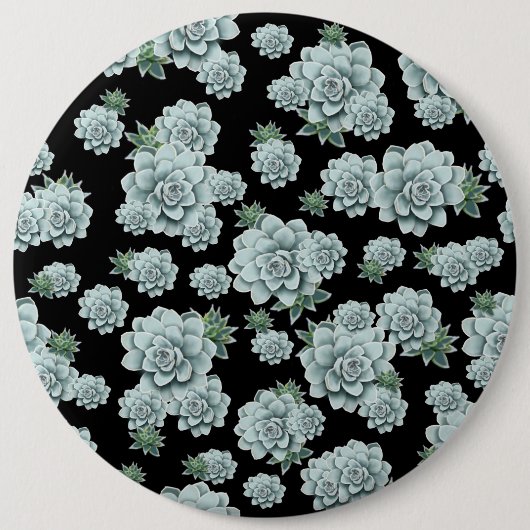 Mint Rosette Succulents Wiederholen Druck auf schw Button (Vorderseite)