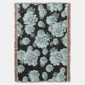 Mint Rosette Succulents Wiederholen Druck auf schw Decke (Vorderseite Vertikal)