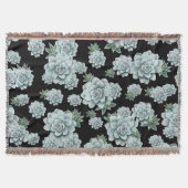 Mint Rosette Succulents Wiederholen Druck auf schw Decke (Vorderseite)