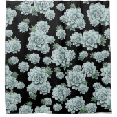Mint Rosette Succulents Wiederholen Druck auf schw Duschvorhang (Vorderseite)