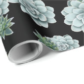 Mint Rosette Succulents Wiederholen Druck auf schw Geschenkpapier (Rolleneckpunkt)