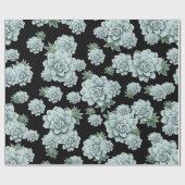 Mint Rosette Succulents Wiederholen Druck auf schw Geschenkpapier (Flach)