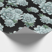 Mint Rosette Succulents Wiederholen Druck auf schw Geschenkpapier (Ecke)