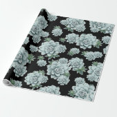Mint Rosette Succulents Wiederholen Druck auf schw Geschenkpapier (Ungerollt)