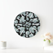 Mint Rosette Succulents Wiederholen Druck auf schw Große Wanduhr (Zuhause)