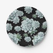 Mint Rosette Succulents Wiederholen Druck auf schw Pappteller (Vorderseite)