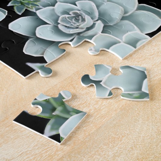 Mint Rosette Succulents Wiederholen Druck auf schw Puzzle (Seite)