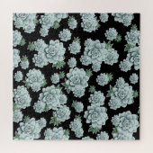 Mint Rosette Succulents Wiederholen Druck auf schw Puzzle (Horizontal)