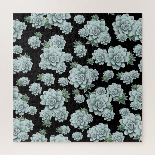 Mint Rosette Succulents Wiederholen Druck auf schw Puzzle (Vertikal)