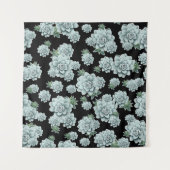 Mint Rosette Succulents Wiederholen Druck auf schw Wandteppich (Vorderseite)
